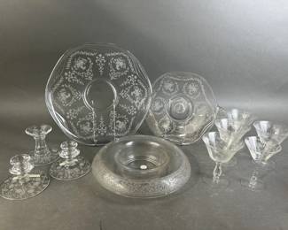 Lot 103 || Vintage Etched Fostoria Glass Assortment