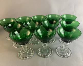 Lot 69 || 12 Fostoria Colonial Dame Sherbet Empire Green