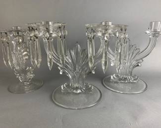 Lot 29 || Fostoria Baroque & Lustre Crystal Candelabra Lot