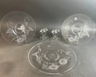 Lot 24 || Fostoria Morning Glories Serving Platters & More