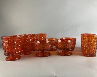 Lot 49 || Fostoria Pebble Beach Flame Orange Glass Lot