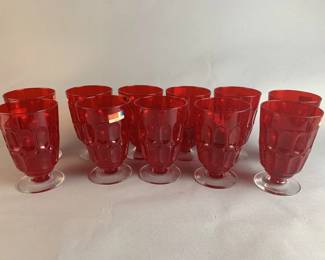 Lot 25 || 11 Fostoria Ruby Red Mesa Water Goblets