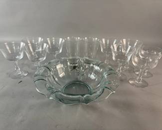 Lot 96 || Fostoria Baroque Azure Rolled Edge Bowl & More