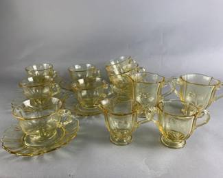 Lot 58 || Fostoria Baroque Pale Yellow Glass Tea Sets