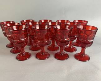 Lot 54 || Fostoria Ruby Red Argus Footed Stemmed Glasses