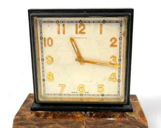 22 - Vintage Tiffany & Co Desk Clock On Marble Base