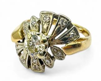 14K Yellow & White Gold Diamond Cocktail Ring