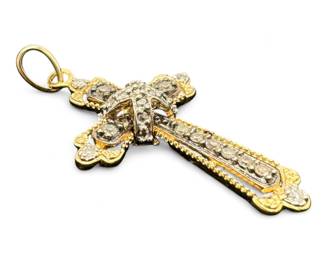 14K Yellow Gold & Diamond Cross Pendant