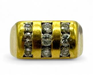 14K Gold & Diamond Men's 3 Row Ring