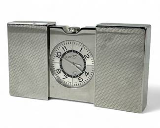 Asprey Stainless Travel Alarm Clock With Bag