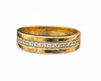 14K Yellow Gold & Diamond Line Ring