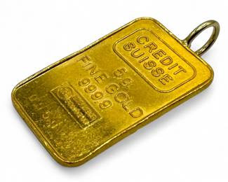 5 Gram Yellow Gold Bar Pendant Set With Bail