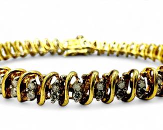 10K Yellow Gold & Diamond Tennis Bracelet