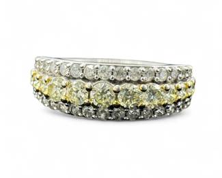 14K White Gold & Diamond 3-Row Ring