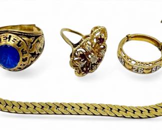 (4) Pieces 10K & 14K Yellow Gold Jewelry