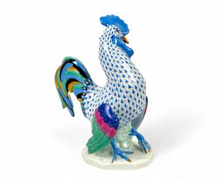 Herend Blue Rooster Porcelain Figurine