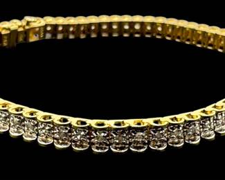 14K Yellow Gold & Diamond Tennis Bracelet