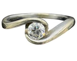 14K White Gold & Solitaire Diamond Ring