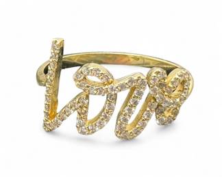 14K Yellow Gold & Diamond "LOVE" Ring