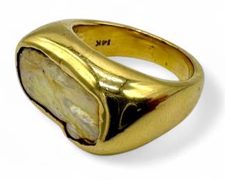 14K Yellow Gold & Baroque Pearl Ring