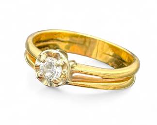 14K Yellow Gold & Diamond Wedding/Engagement Ring