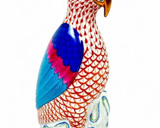 Herend Rust Orange Parrot Porcelain Figurine