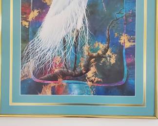 This print is framed in gold with glass overlay (1) of (2) prints by the same artist