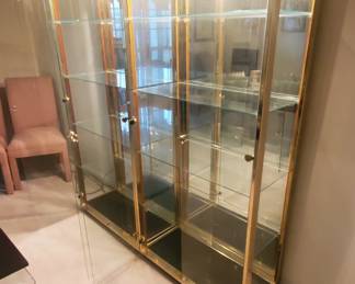 6' Gold framed glass front 3' wide (2) curio's