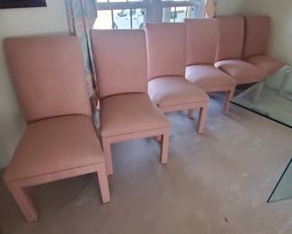 (6) Retro, excellent condition Rose upholstered side/dinner chairs.