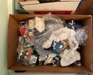Christmas village pieces.  Whole box full