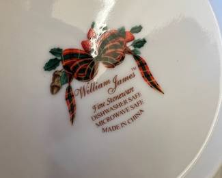 William James Fine Stoneware Holiday Ribbon Cereal Bowl
