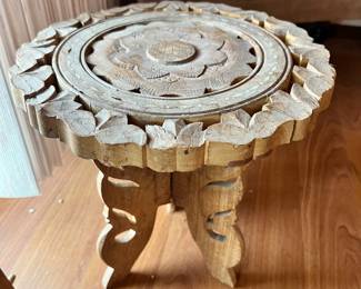 Ornately Carved Wood Plant Stand