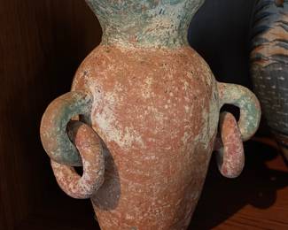 Folk Art Terra Cotta Stoneware Vessel
