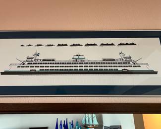 Framed Graphic Illustration of Washington State Ferries