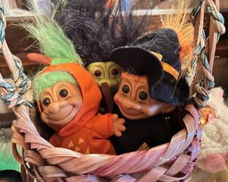 Set of 3 Halloween Trolls - Jack-O-Lantern, Witch, and Frankenstein