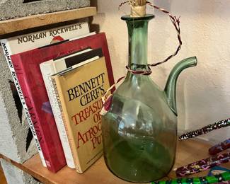 Italian Green Blown Glass Wine Decanter