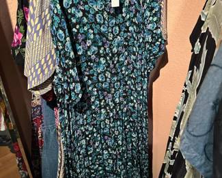 American Angel Blue/Black Floral Maxi Dress - Size Large