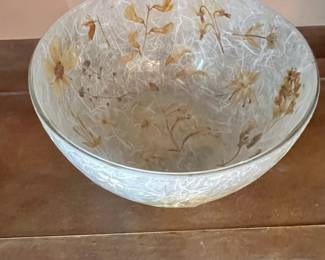 Pressed Dried Flowers Glass Centerpiece Bowl