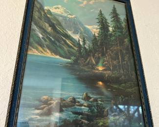 1910 Framed Print  "Lake Louise Campfire" by William M Thompson