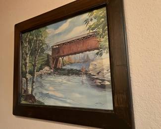 Framed Watercolor Print of Fly Fisher in River by Whitney