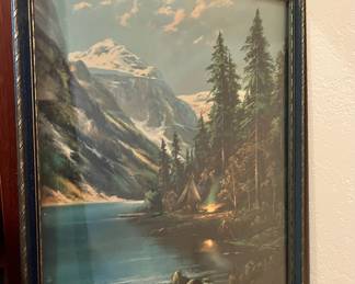 1910 Framed Print  "Lake Louise Campfire" by William M Thompson