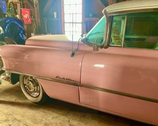 1955 Cadillac Fleetwood 60 Special - Playboy Pink - 331ci w/Dual Quads, Fully restored. $35,000.331ci
Features 270 hp V8 engine
Dual Quads w/Batwing Air Cleaner
Automatic Transmission
Vintage Air Conditioning Blows Ice Cold
Aluminum Radiator
Power Brakes
Power Steering
Power Windows
Power Seat
White Wall Tires.
**Can be sold before sale on Feb5-8 Also, for purchase is over 1000 1955 Cadillac Parts not shown.
