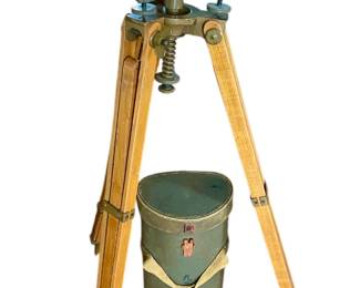 NIKKO RARE WWII JAPANESE ARTILLERY AIRCRAFT SPOTTING SCOPE 25X2 CASE TRIPOD Set w/ Compass