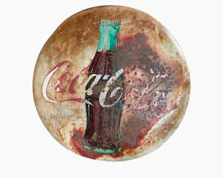 Coca-Cola Bottle Button Heavy Metal Sign - 48" Original