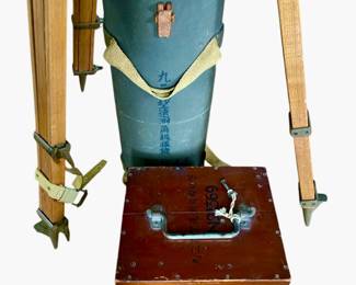 NIKKO RARE WWII JAPANESE ARTILLERY AIRCRAFT SPOTTING SCOPE 25X2 CASE TRIPOD Set w/ Compass