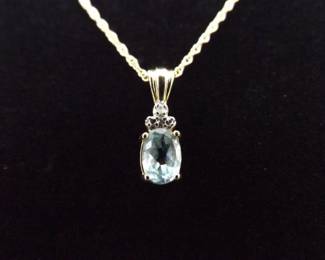 .925 Sterling Silver Topaz Crystal Vermeil Pendant Necklace
