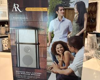 outdoor Wall lantern and wireless speakers