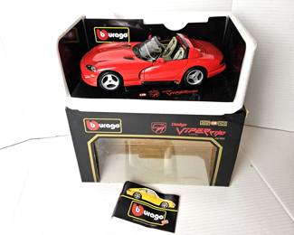 Model Car Burago Die Cast Dodge Viper RT/10 Replica - Doors and hood open.