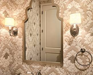 Moroccan Style Arched Bathroom Mirror, Wall Lights and Towel Ring Set