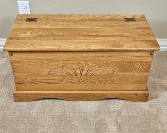 Vintage Solid Oak Children's Toy Chest Lined in Cedar - Very Sturdy